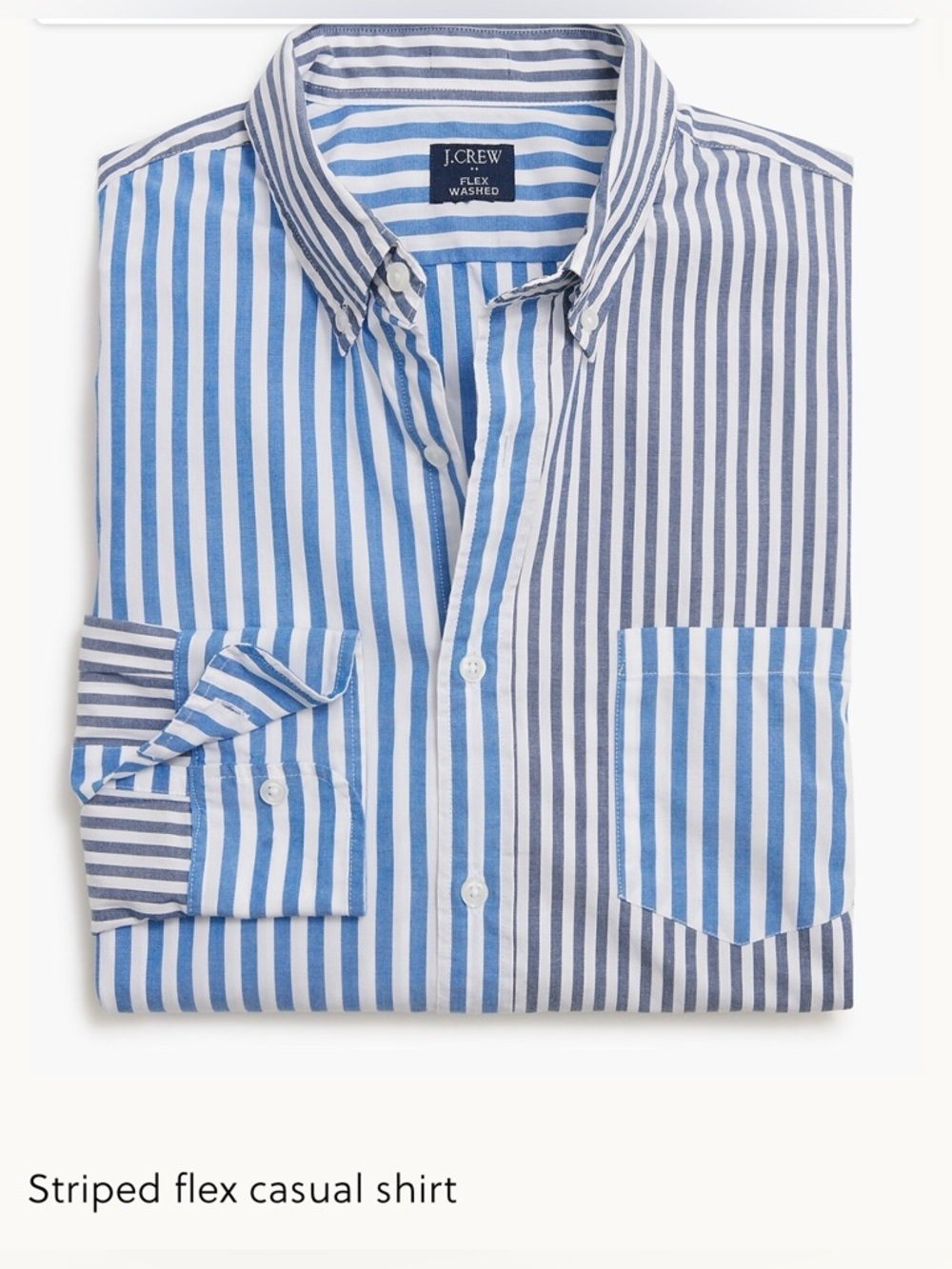 J. Crew Factory Blue and White Striped Dress Shirt